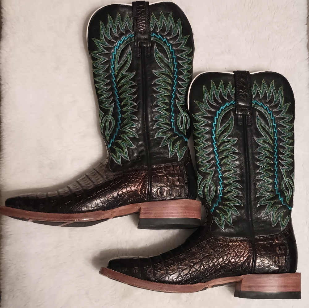Ariat Relentless Copper Colored Caiman Boots Men's Size 9D - Picture 3 of 12